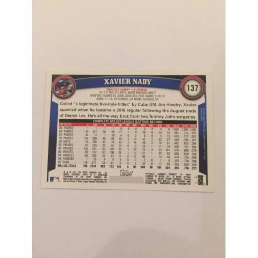 2011 Topps Xavier Nady Cubs IP Autograph #137 (018)